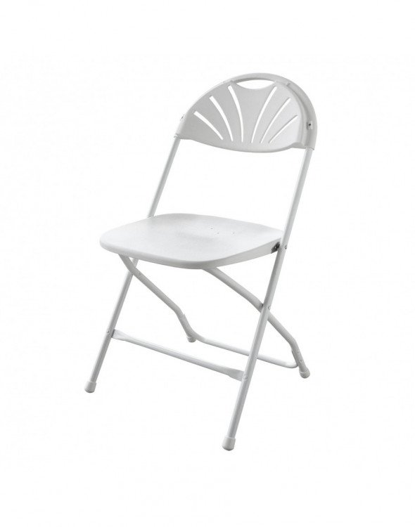 White Fan Back Folding Chair