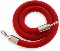 Red Velvet Stanchion Rope  Brass  Hooks, 60