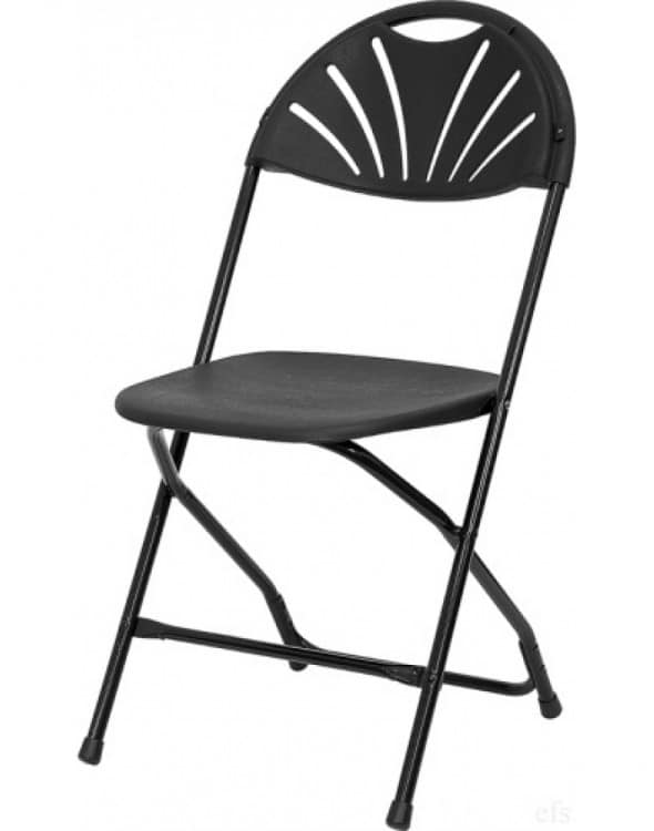 Fan Back Folding Chair - Black