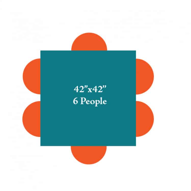 42X42 Square Tables (Seats 6 People)