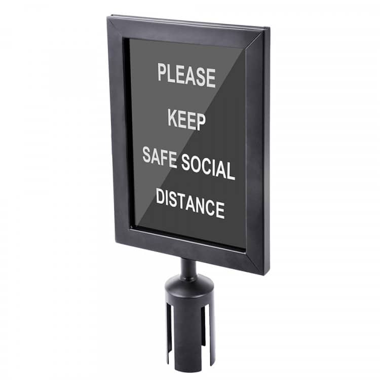 Stanchion Sign Holder, Black Steel