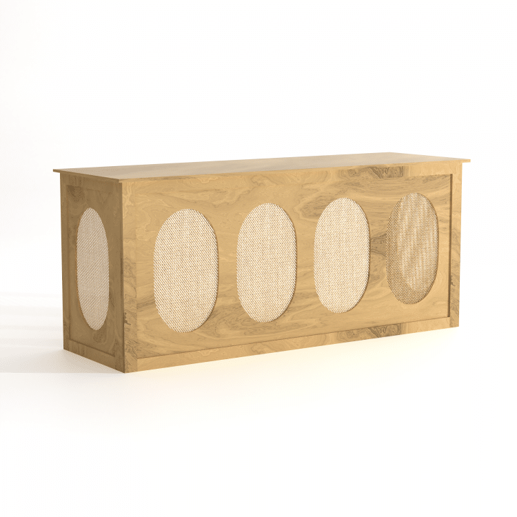 Natural Wood Rattan Bar - 8'