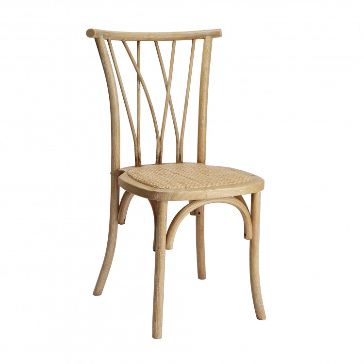 Natural Wood Willow Chair - Rattan Seat