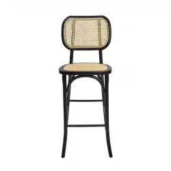 Wood Rattan Barstool - Black